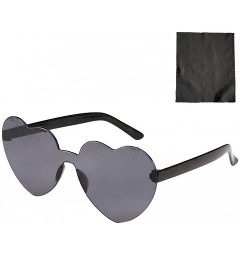 Semi-rimless Fashion Heart Rimless Sunglasses - A - C11908R8326 $18.06