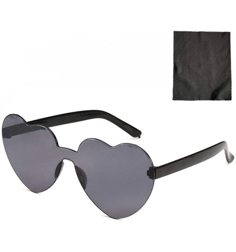 Semi-rimless Fashion Heart Rimless Sunglasses - A - C11908R8326 $10.89