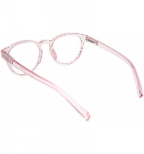 Round shoolboy fullRim Lightweight Reading spring hinge Glasses - Z2 Transparent Pink - C318ARUGCUL $16.80