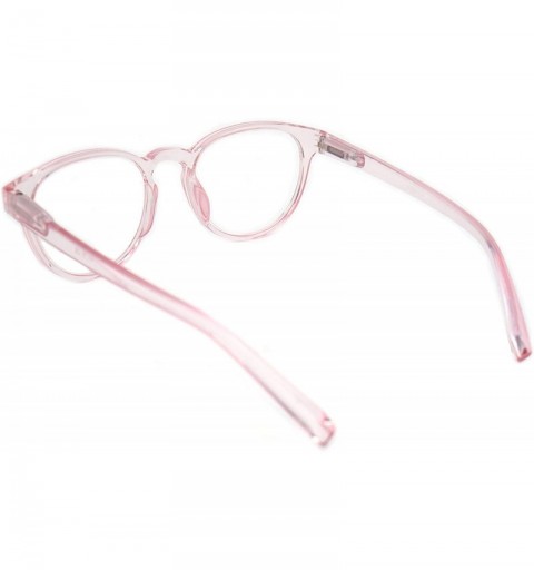 Round shoolboy fullRim Lightweight Reading spring hinge Glasses - Z2 Transparent Pink - C318ARUGCUL $16.80