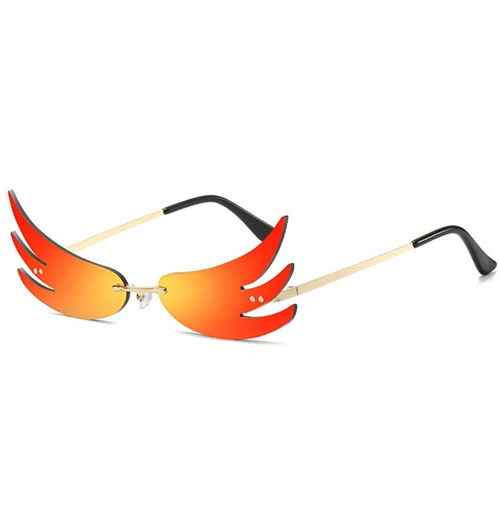 Rimless 2020 New Rimless Sunglasses Women Fashion Colorful Mirror Flame Sun Glasses Men Party Glasses - Red - C1194L4ORQY $11.47