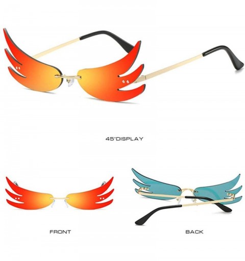 Rimless 2020 New Rimless Sunglasses Women Fashion Colorful Mirror Flame Sun Glasses Men Party Glasses - Red - C1194L4ORQY $11.47