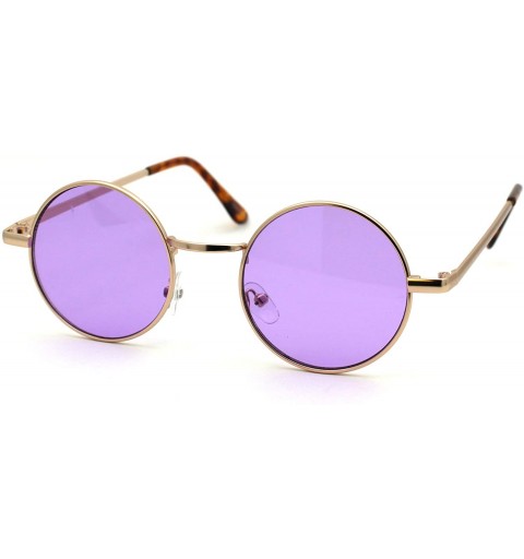 Round 70s Hippie Color Lens Round Circle Lens Metal Rim Sunglasses - Gold Purple - C518W92UGXC $11.96