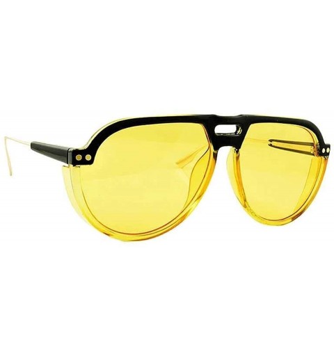Aviator Fashion Aviator Color Tint Unisex Sunglasses Yellow - C018SY3TS04 $8.95