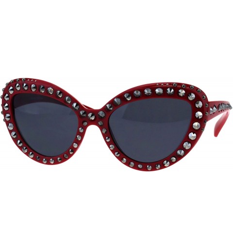 Butterfly Spike Studs Sunglasses Womens Punk Fashion Oversized Frame UV 400 - Red (Black) - C018EW7IE97 $14.18