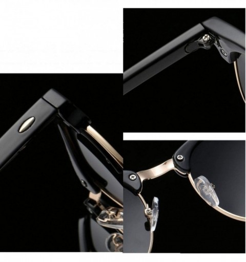 Semi-rimless UV400 Sunglasses WoLuxury Vintage Semi Rimless Brand Designer Mirror Shades - Black Silver Grey - CG18W5ENZQR $2...