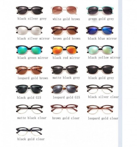 Semi-rimless UV400 Sunglasses WoLuxury Vintage Semi Rimless Brand Designer Mirror Shades - Black Silver Grey - CG18W5ENZQR $2...