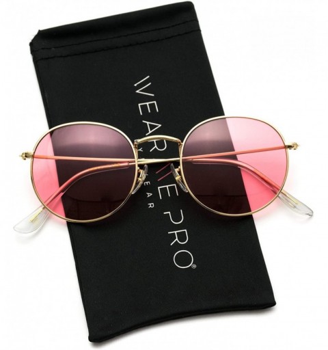 Round Polarized Round Retro Tinted Lens Metal Frame Sunglasses - Gold Frame/Red Lens - C418NI4RI5X $14.22