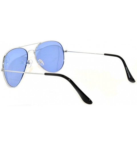 Aviator Classic Aviator Colored Lens Sunglasses Colorful Metal Frame - Blue_lens_silver_frame - CG124Y3S51V $8.09