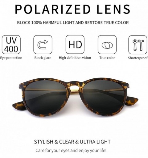 Wayfarer Vintage Round Sunglasses for Women Classic Retro Designer Style - Polarized Grey Lens/Amber Frame(matte Finish) - C3...
