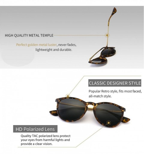 Wayfarer Vintage Round Sunglasses for Women Classic Retro Designer Style - Polarized Grey Lens/Amber Frame(matte Finish) - C3...