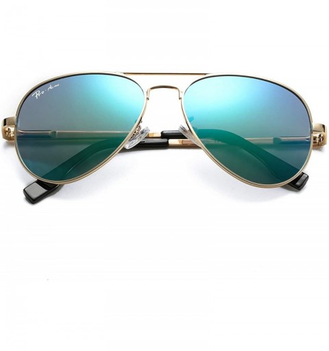 Oval Polarized Aviator Sunglasses for Men and Women 100% UV Protection - 58mm - Gold Frame/Green Mirrored Lens - CK18HW5TD0Z ...