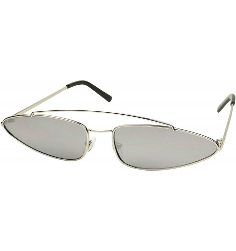 Cat Eye Small Narrow 90's Metal Frame Tiny Wide Oval Cat Eye Crossbow Ultra Slim Sunglasses - CN18QGH5GUW $13.28