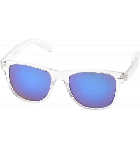 Wayfarer Ice-Cold Retro Square Sunglasses Reflection Mirror Lens Series UV400 - Blue-purple - CQ11NUXS9GD $10.39