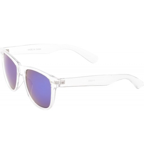Wayfarer Ice-Cold Retro Square Sunglasses Reflection Mirror Lens Series UV400 - Blue-purple - CQ11NUXS9GD $21.29
