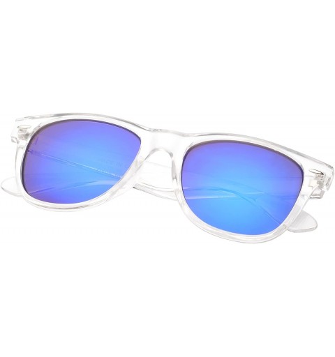 Wayfarer Ice-Cold Retro Square Sunglasses Reflection Mirror Lens Series UV400 - Blue-purple - CQ11NUXS9GD $10.39