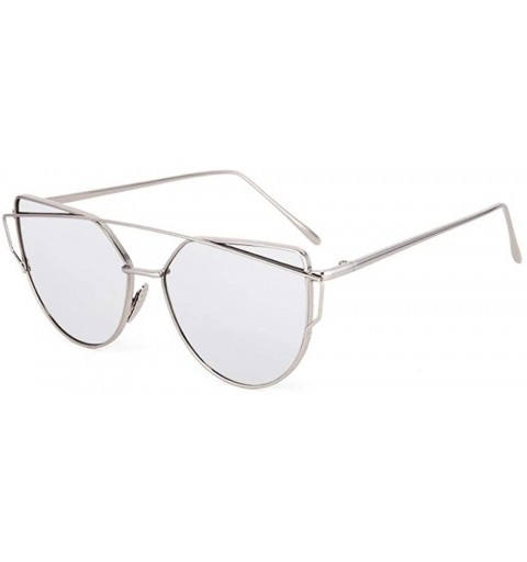 Aviator Cat Eye Women Sunglasses Women Brand Design Mirror Flat Rose Gold Vintage 1 - 5 - CC18XHE98W4 $7.59