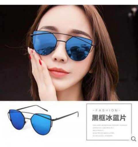 Aviator Cat Eye Women Sunglasses Women Brand Design Mirror Flat Rose Gold Vintage 1 - 5 - CC18XHE98W4 $7.59