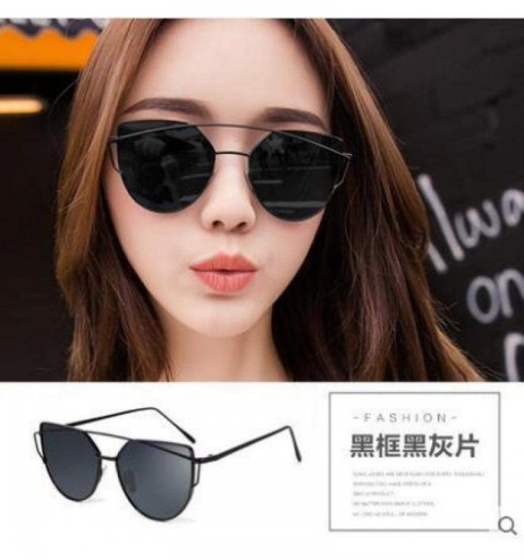 Aviator Cat Eye Women Sunglasses Women Brand Design Mirror Flat Rose Gold Vintage 1 - 5 - CC18XHE98W4 $7.59