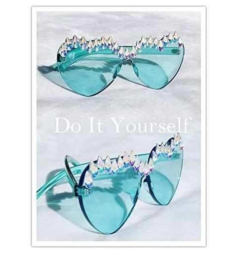 Aviator Heart Transparent Multicolor Party Favors Big Rimless Sunglasses for Women - 1pcs Hotpink + 1pcs Turquoise - CM18O55M...