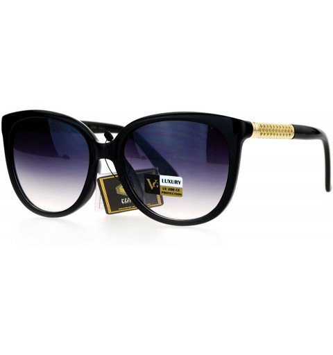 Wayfarer Diva Metal Hollow Jewel Arm Oversize Horn Rim Sunglasses - Black Smoke - CM12EMGGUWV $14.56