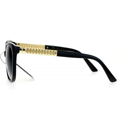 Wayfarer Diva Metal Hollow Jewel Arm Oversize Horn Rim Sunglasses - Black Smoke - CM12EMGGUWV $14.56