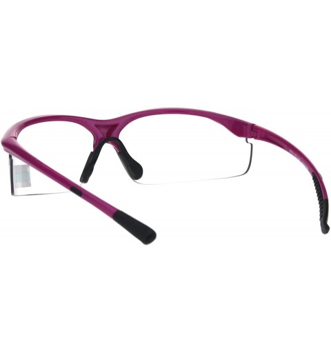 Wrap ANSI Z87+ U6 Protective Safety Glasses Clear Lens Half Rim Wrap Around - Pink - CS18RHM2E33 $27.20