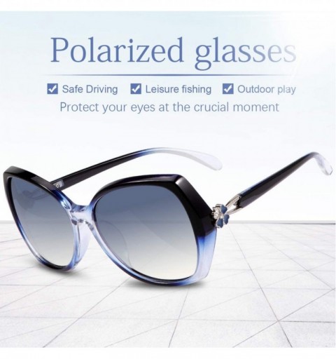 Rectangular Polarized Sunglasses Driving Blocking Eyeglasses - A406-blue - CT18YMG7A3Q $9.91