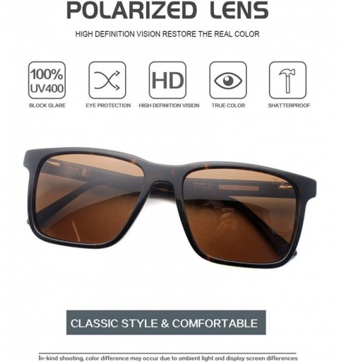 Rectangular Exquisite handicraft eyewear with UV protective polarized lens acetate sunglasses - Havana - CZ1966EWU72 $15.69
