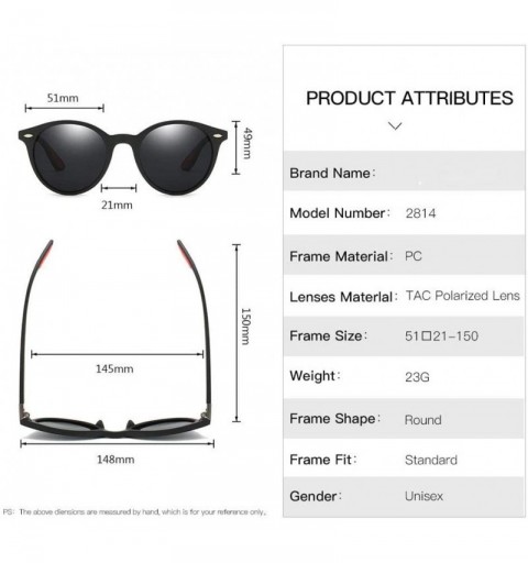 Round Men's and Women's Polarized Sunglasses- Retro Round Full Frame C6 - C6 - CN197RK8HCH $33.44