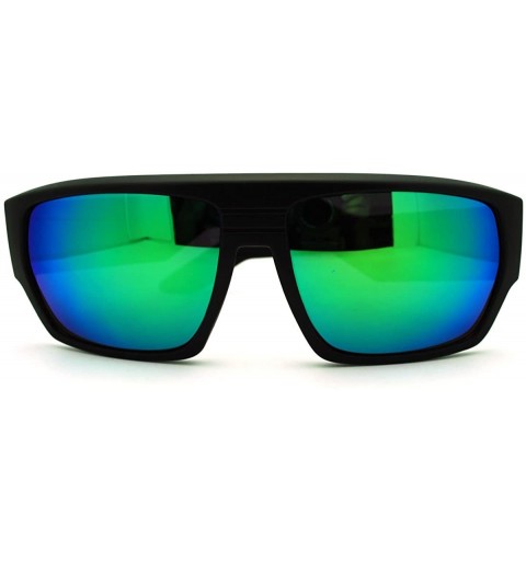 Sport Mens Square Multicolor Mirror Lens Sunglasses Futuristic Sporty Shades - Black Teal - CC11H5T3N0Z $12.89