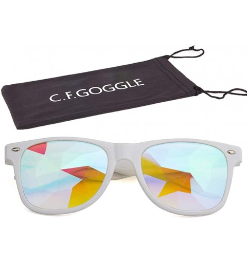Round Kaleidoscope Glasses Festival Cosplay Rainbow Prism Sunglasses Goggles - White+black(square) - C018QAW03IO $13.43