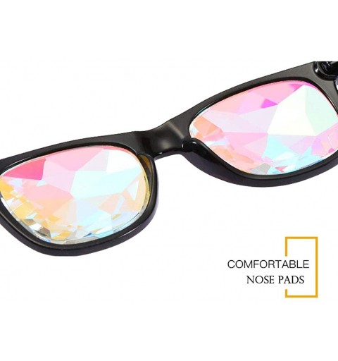 Round Kaleidoscope Glasses Festival Cosplay Rainbow Prism Sunglasses Goggles - White+black(square) - C018QAW03IO $13.43