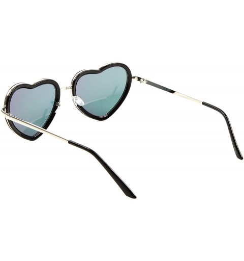 Butterfly Pink Double Plastic Metal Frame Heart Shaped Sunglasses - Black - C51874WLUN9 $17.84