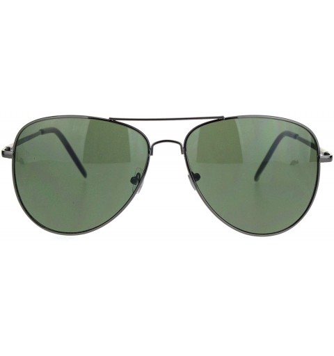Aviator Mens Classic Pilots Metal Rim Officer Style Sunglasses - Gunmetal Green - CY18L954DOG $12.33