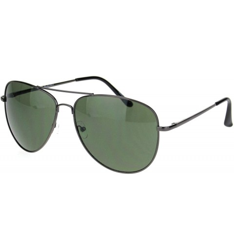 Aviator Mens Classic Pilots Metal Rim Officer Style Sunglasses - Gunmetal Green - CY18L954DOG $12.33