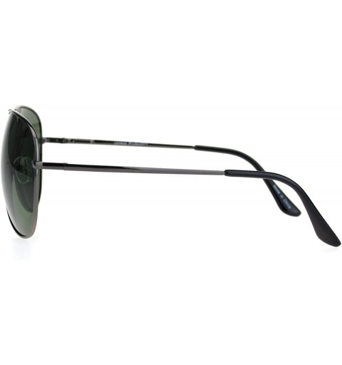 Aviator Mens Classic Pilots Metal Rim Officer Style Sunglasses - Gunmetal Green - CY18L954DOG $12.33