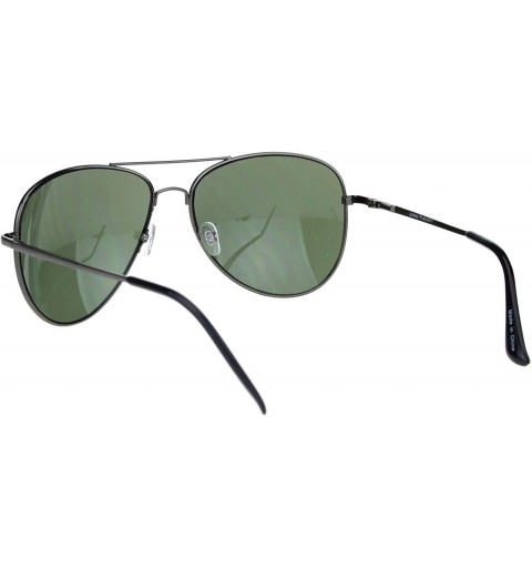 Aviator Mens Classic Pilots Metal Rim Officer Style Sunglasses - Gunmetal Green - CY18L954DOG $12.33