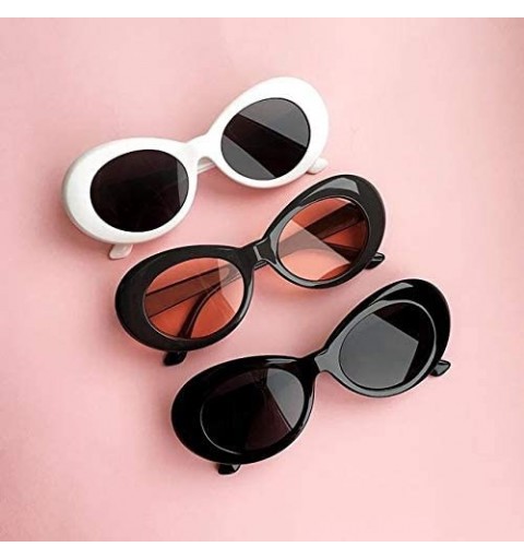 Oval Glasses Oval Sunglasses Ladies Trendy Vintage Retro Sunglasses Women's White Black Eyewear UV-Khaki - Khaki - CU19922ECZ...