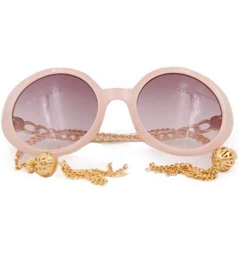 Round Womens Sunglasses Chain Frame Round Lens Fashion Style - Gold/Pink - CL11ZIRGYAV $17.03