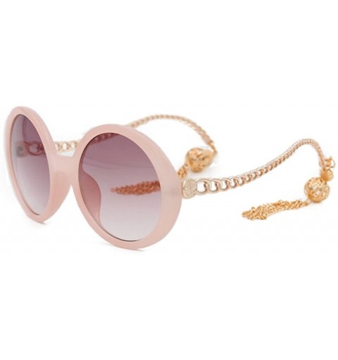 Round Womens Sunglasses Chain Frame Round Lens Fashion Style - Gold/Pink - CL11ZIRGYAV $17.03
