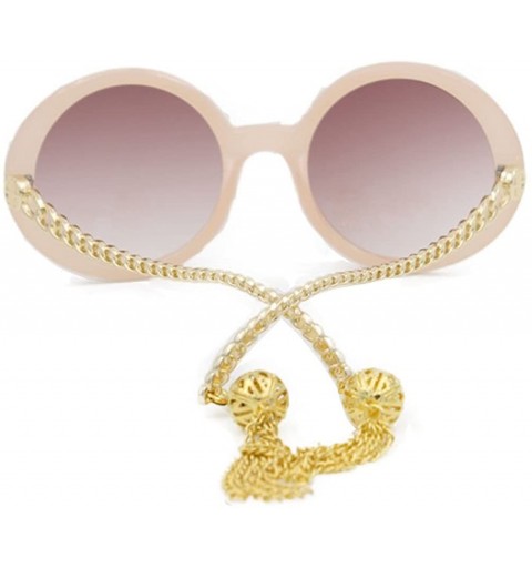 Round Womens Sunglasses Chain Frame Round Lens Fashion Style - Gold/Pink - CL11ZIRGYAV $17.03