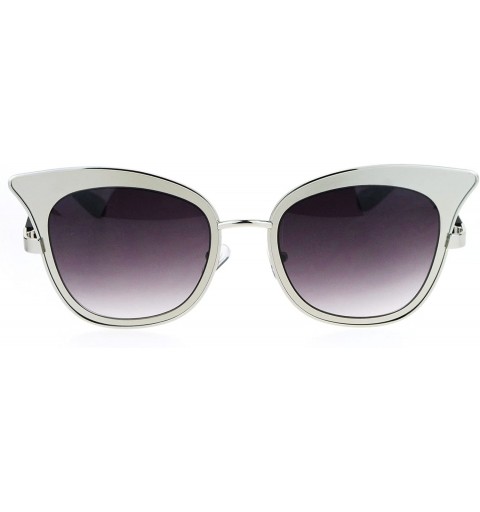 Cat Eye Womens Bat Shape Double Frame Retro Cat Eye Sunglasses - Silver Smoke - CP12ODYP1UL $14.36