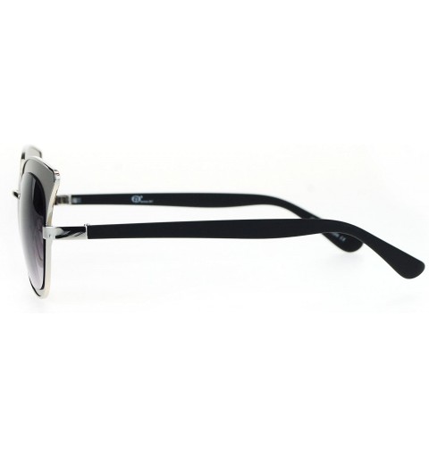 Cat Eye Womens Bat Shape Double Frame Retro Cat Eye Sunglasses - Silver Smoke - CP12ODYP1UL $14.36