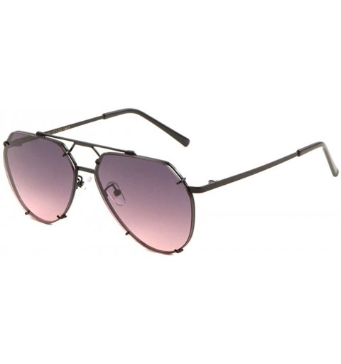Rimless Oceanic Color Bracket Frame Rimless Geometric Modern Aviator Sunglasses - Purple Smoke - CH190IR3YH7 $30.28
