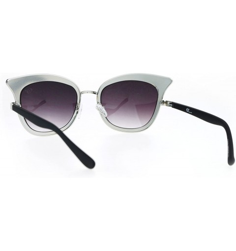 Cat Eye Womens Bat Shape Double Frame Retro Cat Eye Sunglasses - Silver Smoke - CP12ODYP1UL $14.36