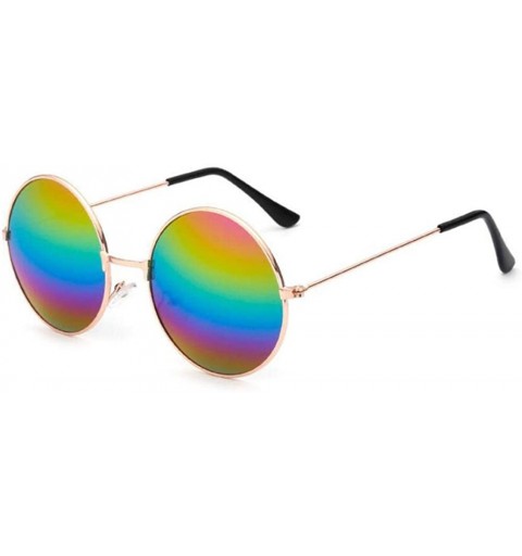 Aviator Round Glasses Men Women Steampunk Sunglasses Vintage Sunglasse Gold Colors - Gold Colors - CB18YKT2WY8 $10.95
