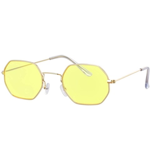 Shield Hexagon Yellow Sunglasses Women Retro Brand Designer Classic Sun Glasses WomenLuxury Ladies Mirror Female - CX198A47SM...