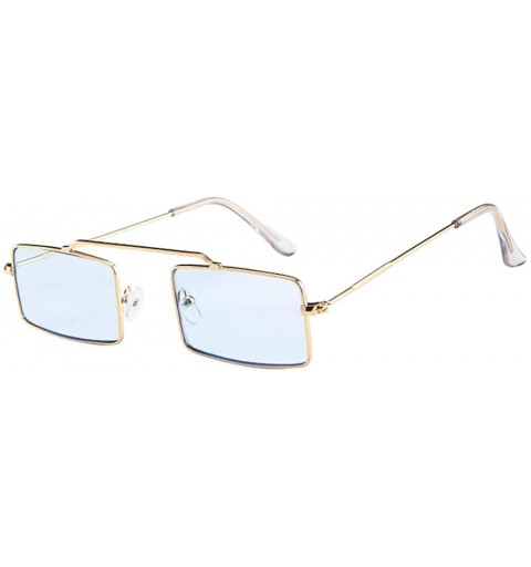 Square Man and Woman Vintage Slender Square Sunglasses-Retro Metal Frame Square Sunglasses Candy Colors - A - CQ196U0TY25 $9.07