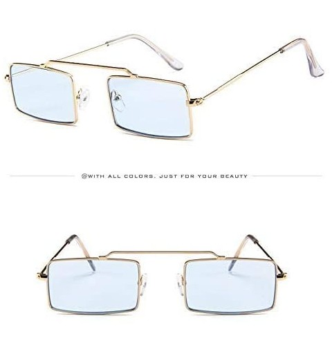 Square Man and Woman Vintage Slender Square Sunglasses-Retro Metal Frame Square Sunglasses Candy Colors - A - CQ196U0TY25 $9.07